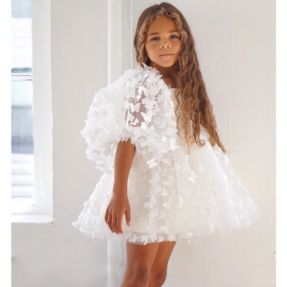 White Butterfly Dress for Girls